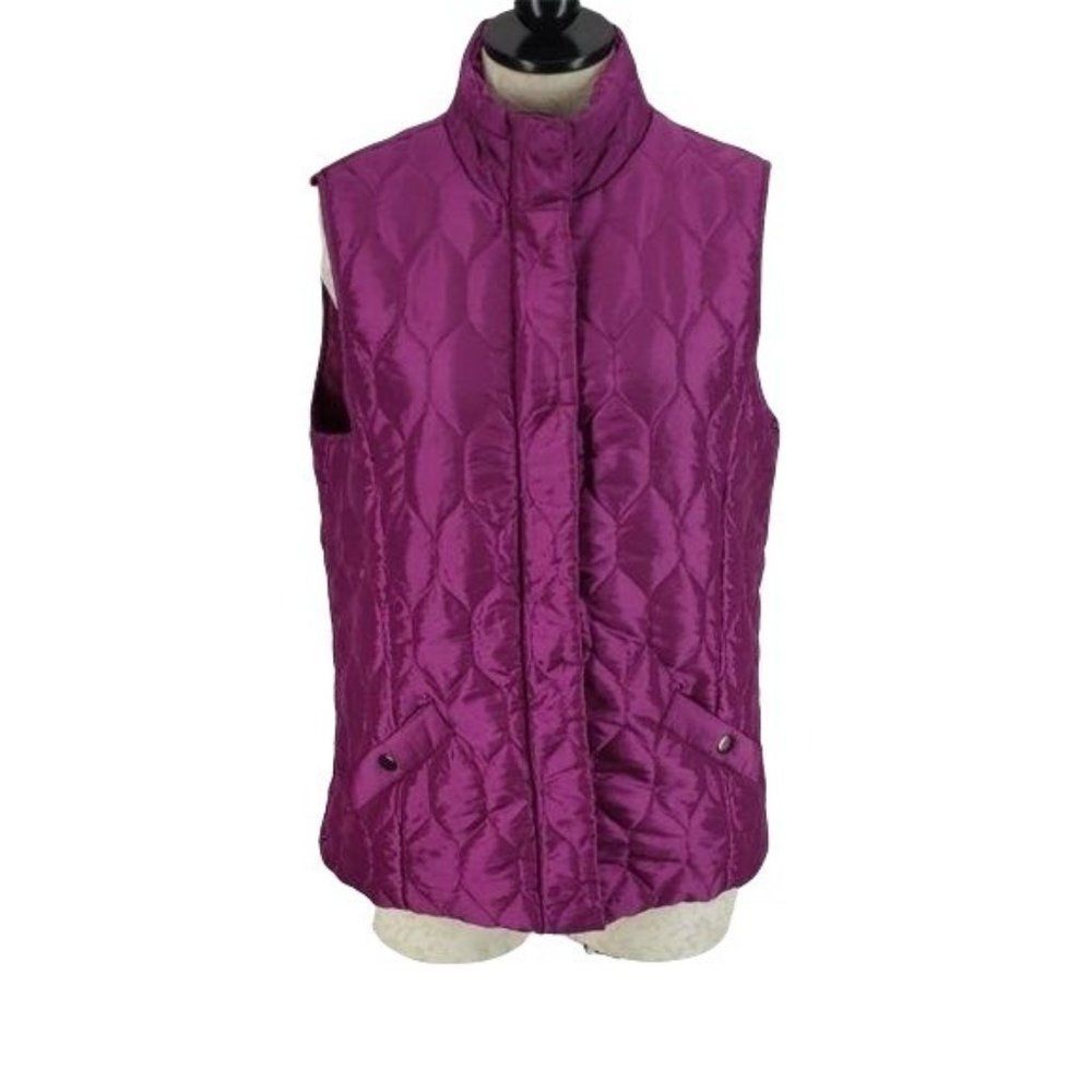 Jones New York Quilted Zippered purple‎ medium vest